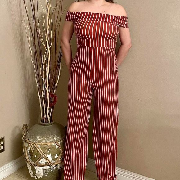 Red, White Striped Jumpsuit - Picture 2 of 2